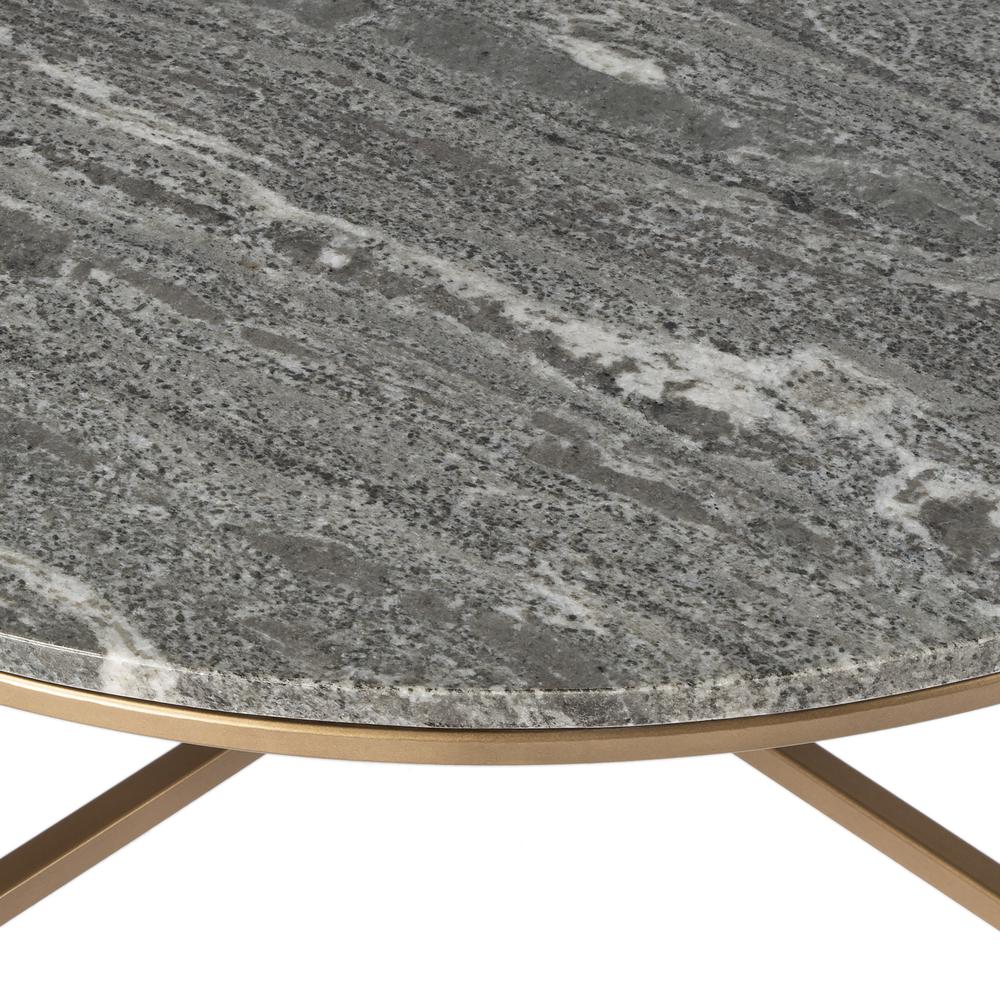 Grafton Marble Round Coffee Table, Gold, Gray