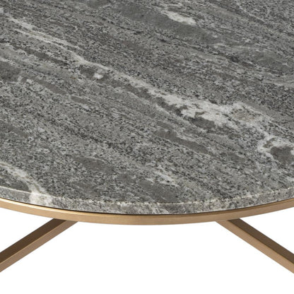 Grafton Marble Round Coffee Table, Gold, Gray