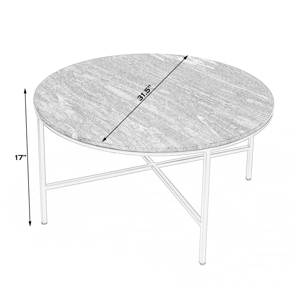 Grafton Marble Round Coffee Table, Gold, Gray