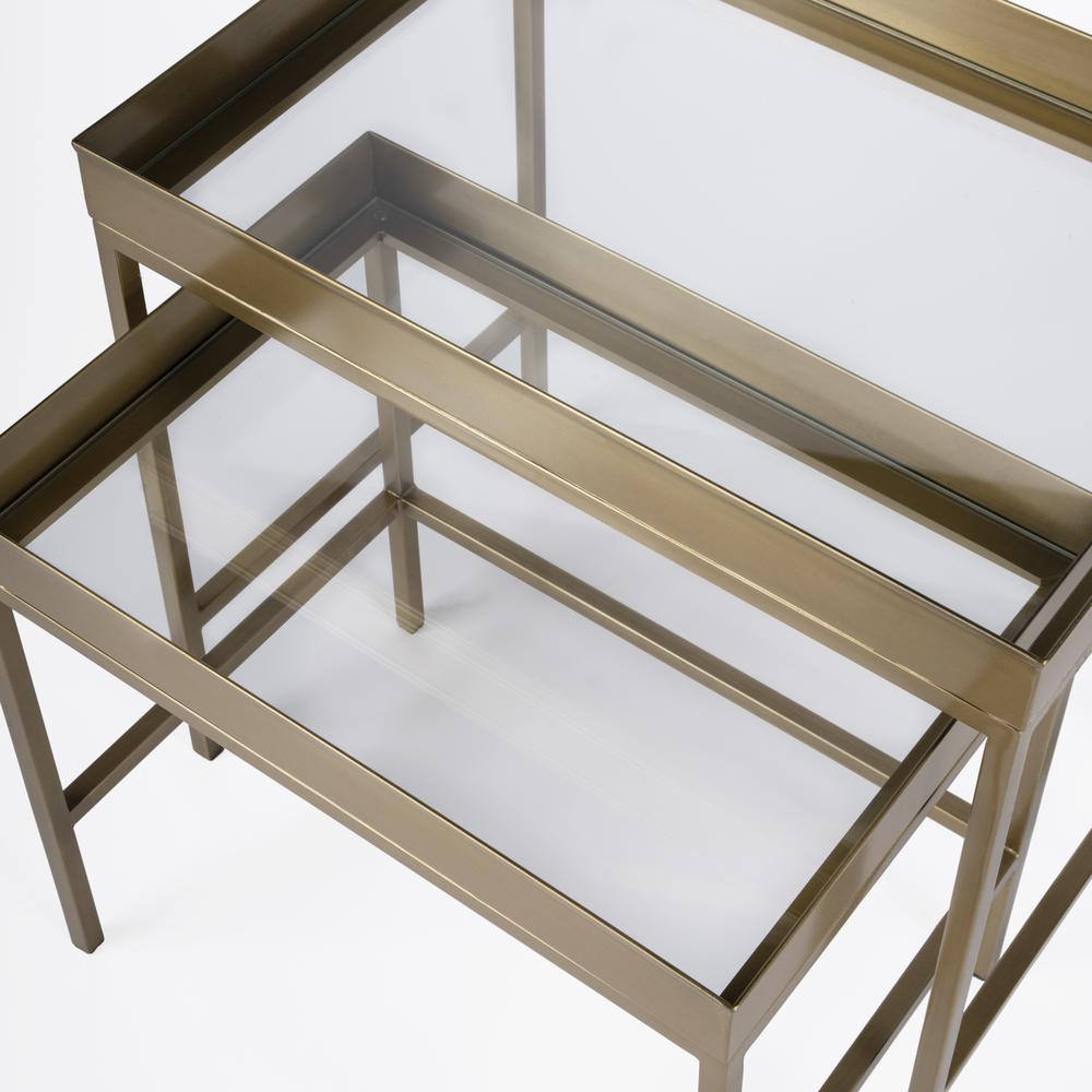 Lenny 2 Piece Glass Nesting Tables, Gold