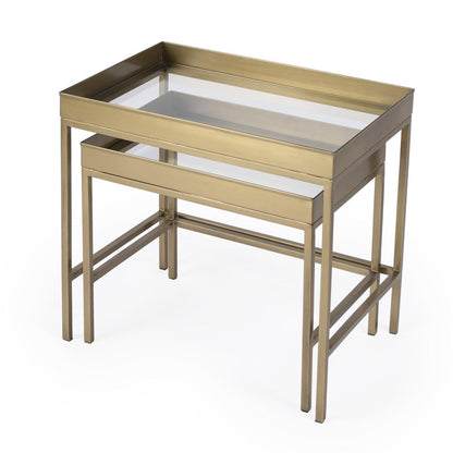 Lenny 2 Piece Glass Nesting Tables, Gold