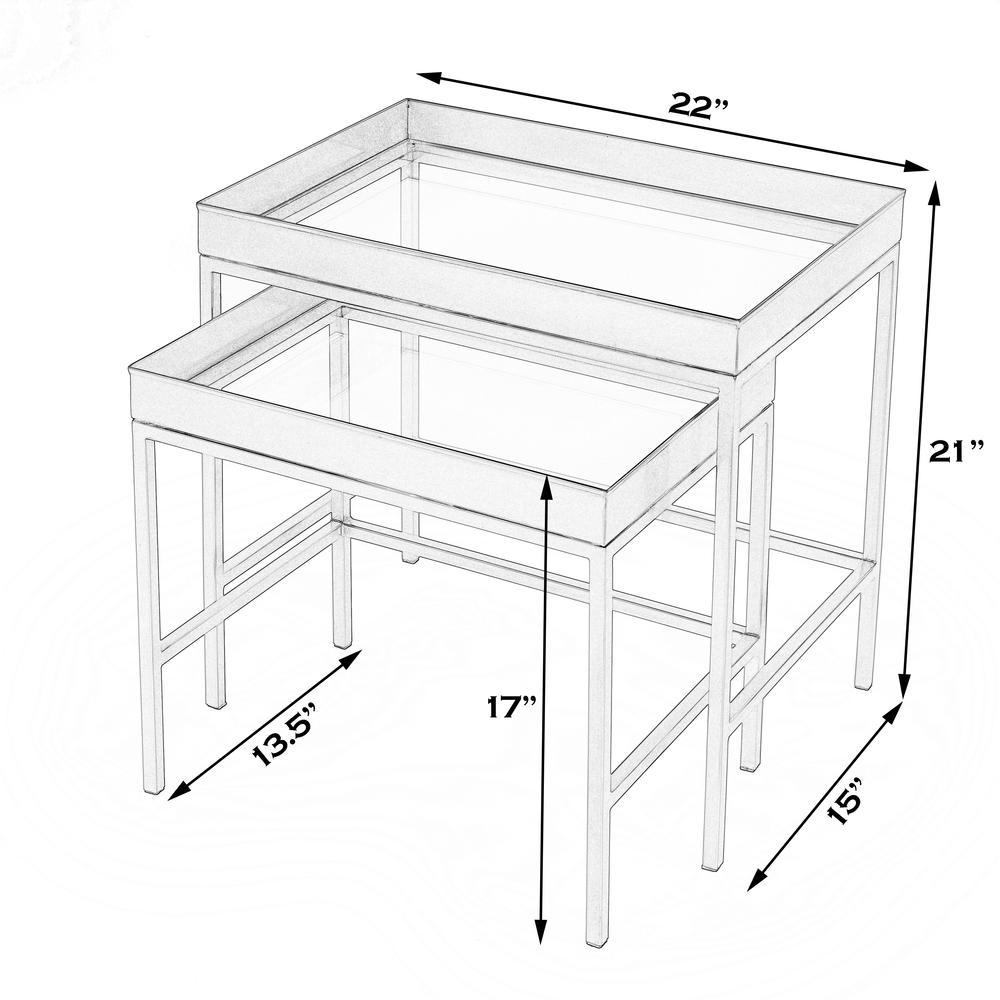 Lenny 2 Piece Glass Nesting Tables, Gold
