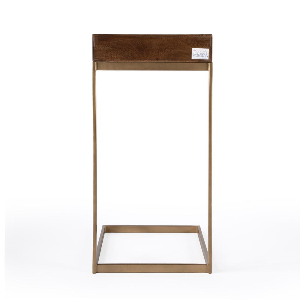 Alec 1 Drawer C Shaped End Table, Medium Brown