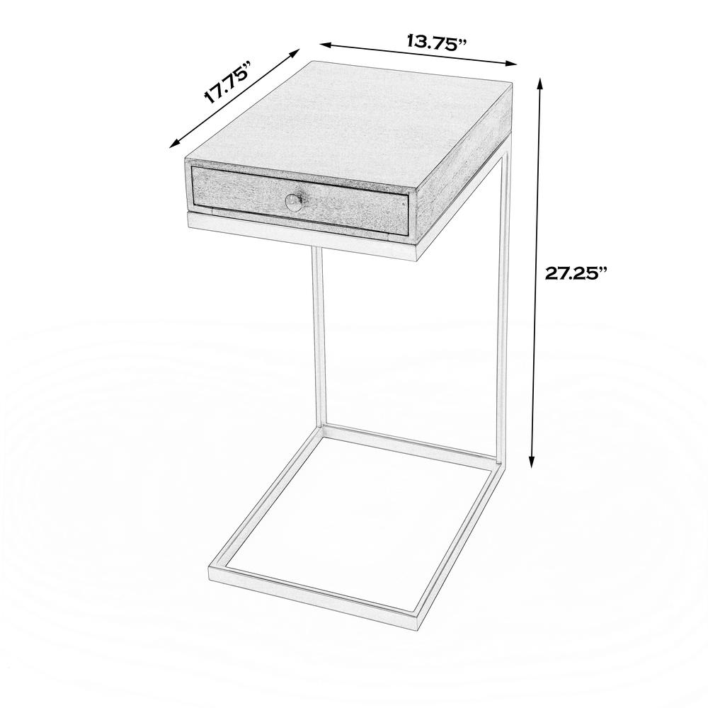 Alec 1 Drawer C Shaped End Table, Medium Brown