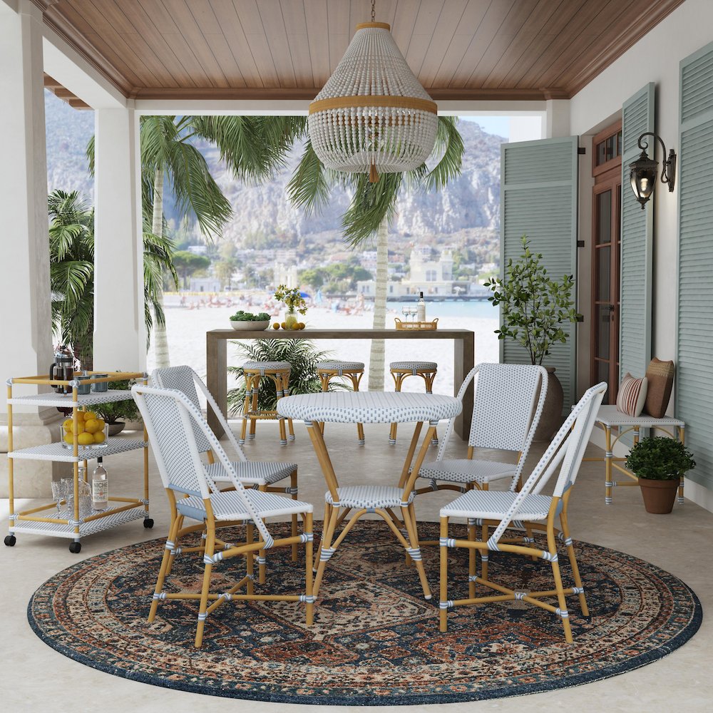 Tobias 30 in. W Outdoor Round Rattan and Metal Bistro Table