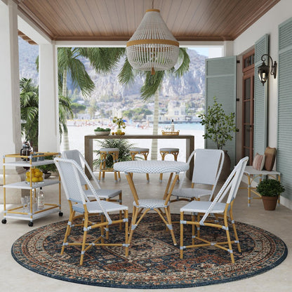 Tobias 30 in. W Outdoor Round Rattan and Metal Bistro Table