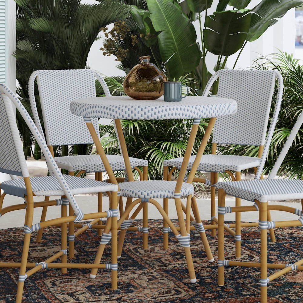 Tobias 30 in. W Outdoor Round Rattan and Metal Bistro Table