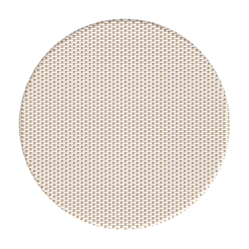 Tobias 30 in. W Outdoor Round Rattan and Metal Bistro Table, Beige and White