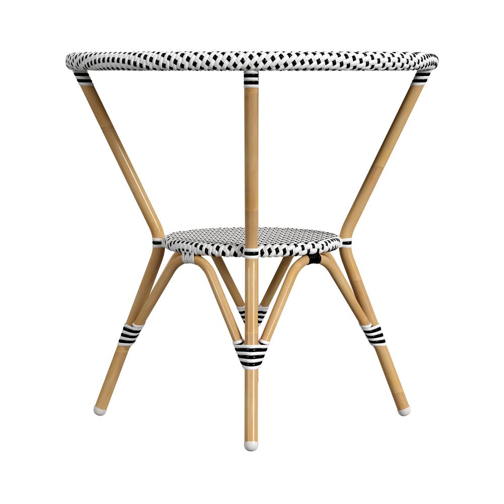Tobias 30 in. W Outdoor Round Rattan and Metal Bistro Table, Black and White