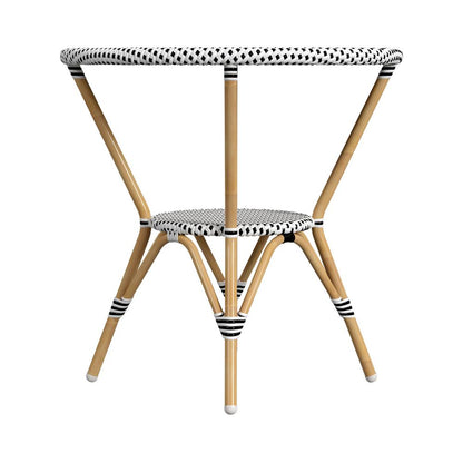 Tobias 30 in. W Outdoor Round Rattan and Metal Bistro Table, Black and White