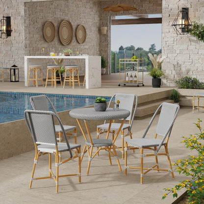 Tobias 18.5 in. Seat Height Outdoor Rattan and Metal  Dining Side Chair
