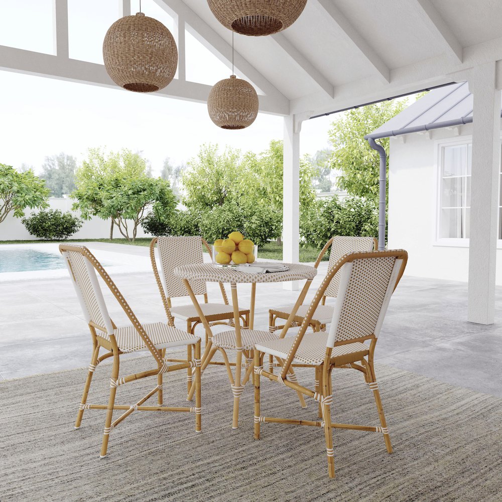 Tobias 18.5 in. Seat Height Outdoor Rattan and Metal  Dining Side Chair