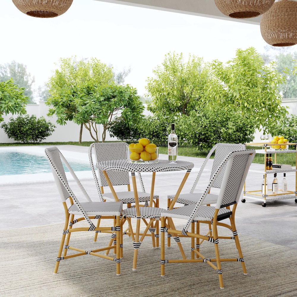 Tobias 18.5 in. Seat Height Outdoor Rattan and Metal  Dining Side Chair