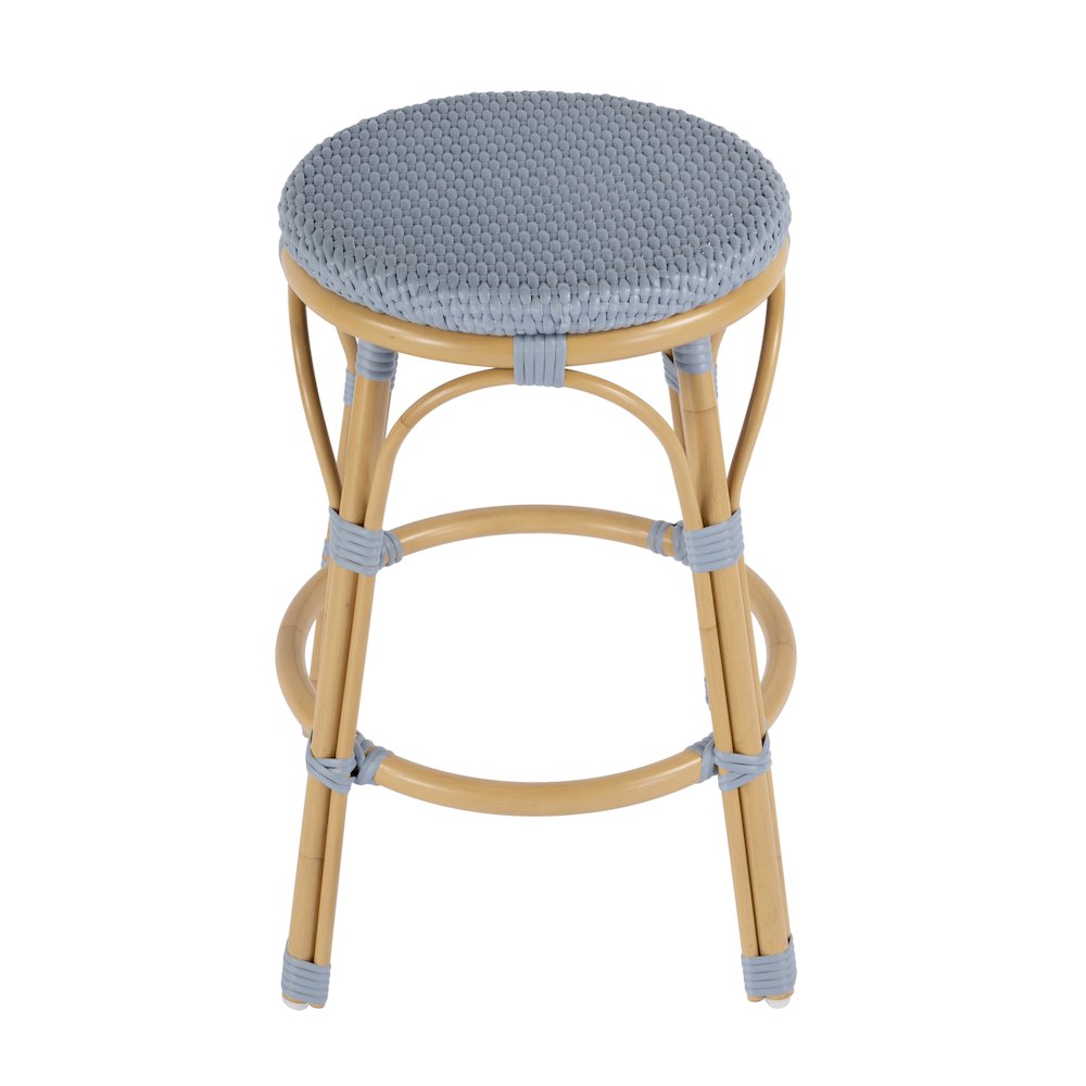 Tobias 24.5 in. Seat Height Outdoor Rattan and Metal Backless Counter Stool