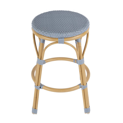 Tobias 24.5 in. Seat Height Outdoor Rattan and Metal Backless Counter Stool