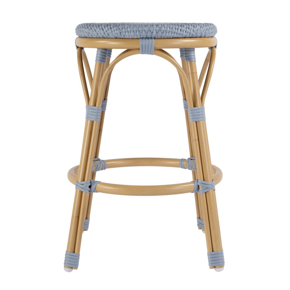 Tobias 24.5 in. Seat Height Outdoor Rattan and Metal Backless Counter Stool