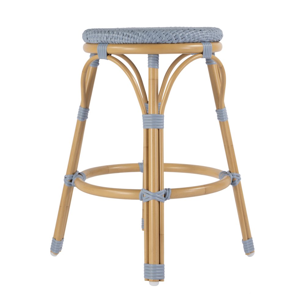 Tobias 24.5 in. Seat Height Outdoor Rattan and Metal Backless Counter Stool