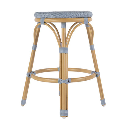 Tobias 24.5 in. Seat Height Outdoor Rattan and Metal Backless Counter Stool