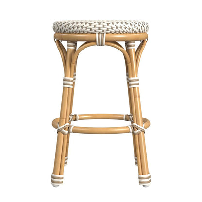 Tobias 24 in. Seat Height Outdoor Rattan and Metal Backless Counter Stool