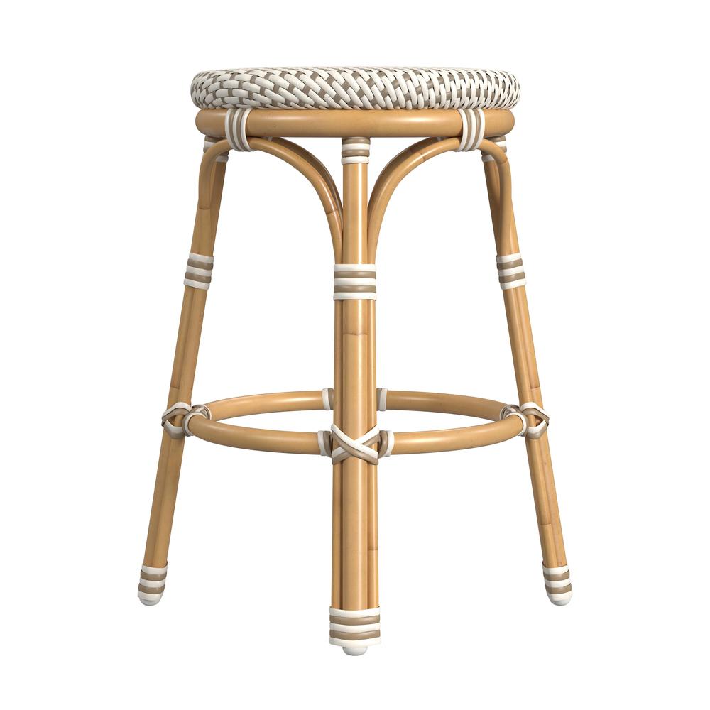 Tobias 24 in. Seat Height Outdoor Rattan and Metal Backless Counter Stool