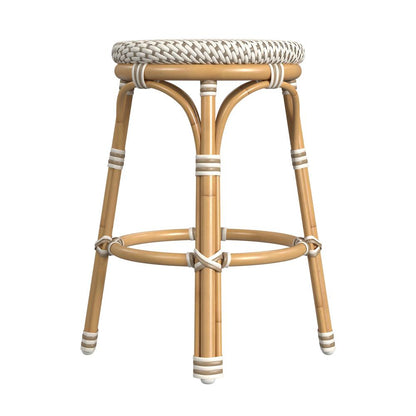 Tobias 24 in. Seat Height Outdoor Rattan and Metal Backless Counter Stool