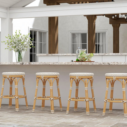 Tobias 24 in. Seat Height Outdoor Rattan and Metal Backless Counter Stool