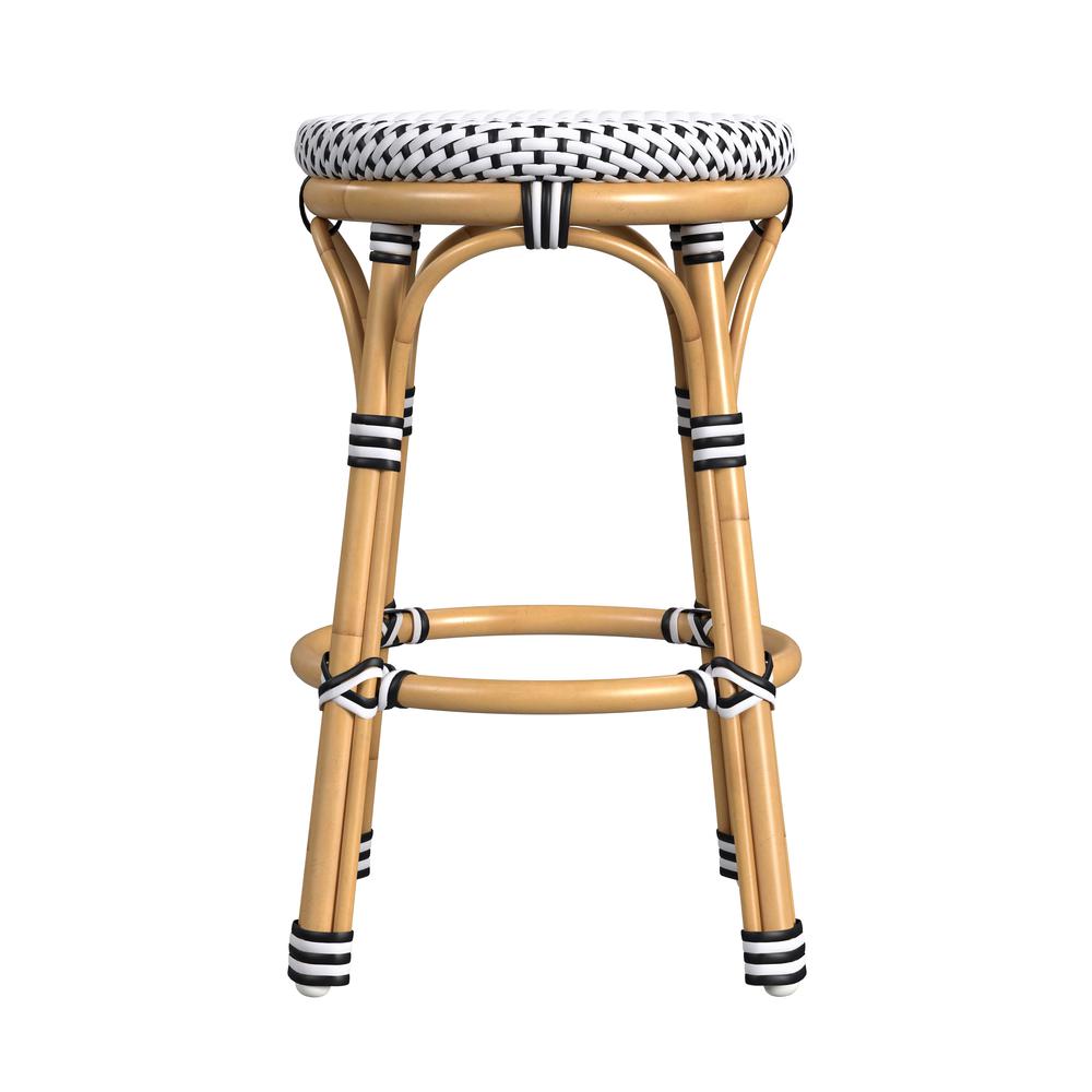 Tobias 24 in. Seat Height Outdoor Rattan and Metal Backless Counter Stool