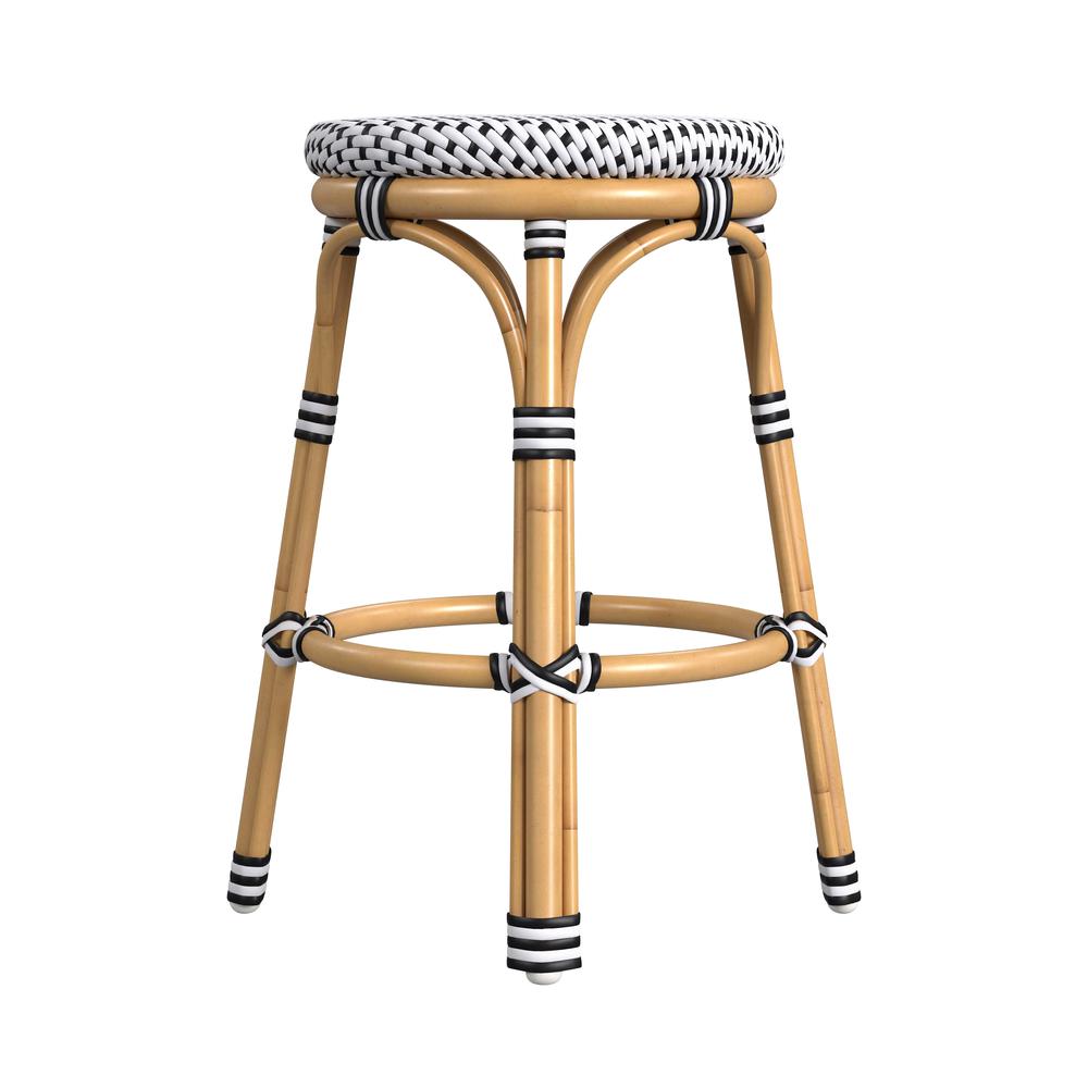 Tobias 24 in. Seat Height Outdoor Rattan and Metal Backless Counter Stool