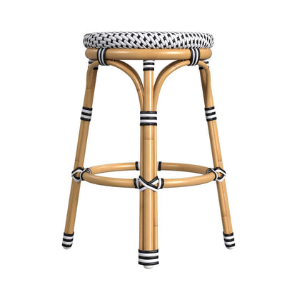 Tobias 24 in. Seat Height Outdoor Rattan and Metal Backless Counter Stool