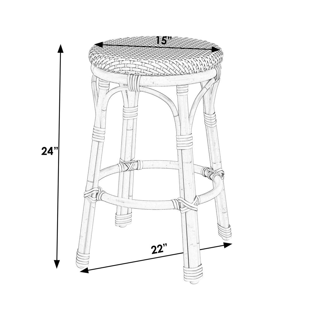 Tobias 24 in. Seat Height Outdoor Rattan and Metal Backless Counter Stool