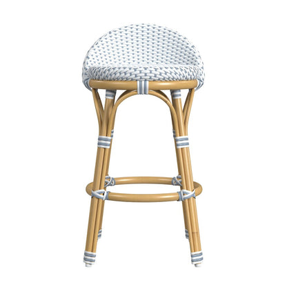 Tobias 24.5 in. Seat Height Outdoor Rattan and Metal Low Back Counter Stool