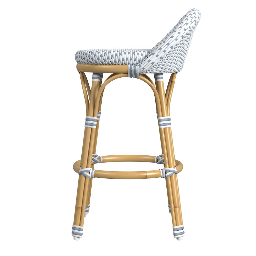 Tobias 24.5 in. Seat Height Outdoor Rattan and Metal Low Back Counter Stool