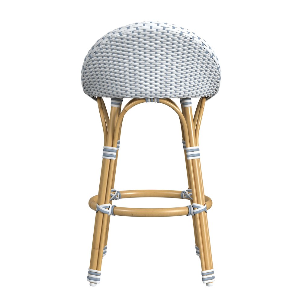 Tobias 24.5 in. Seat Height Outdoor Rattan and Metal Low Back Counter Stool