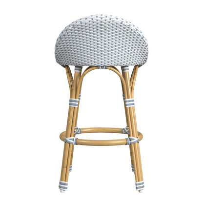 Tobias 24.5 in. Seat Height Outdoor Rattan and Metal Low Back Counter Stool