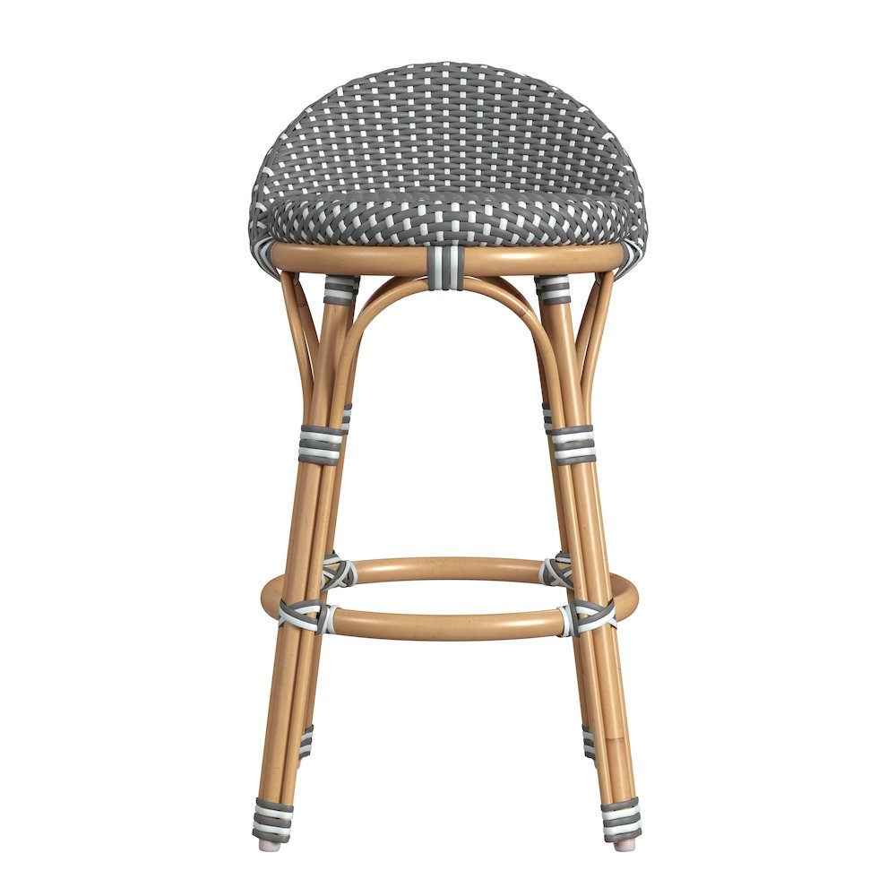 Tobias 24.5 in. Seat Height Outdoor Rattan and Metal Low Back Counter Stool