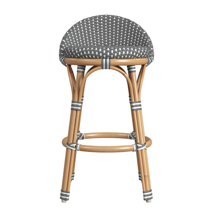 Tobias 24.5 in. Seat Height Outdoor Rattan and Metal Low Back Counter Stool