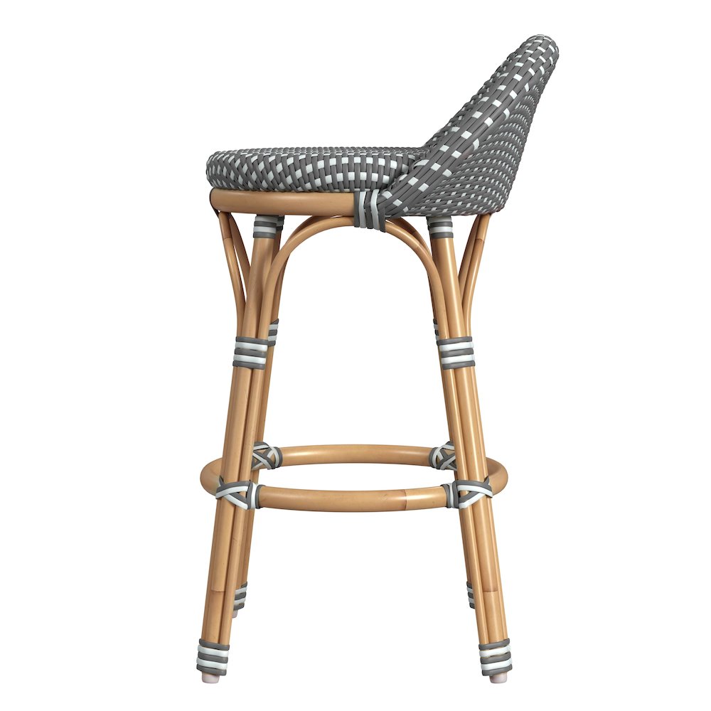 Tobias 24.5 in. Seat Height Outdoor Rattan and Metal Low Back Counter Stool