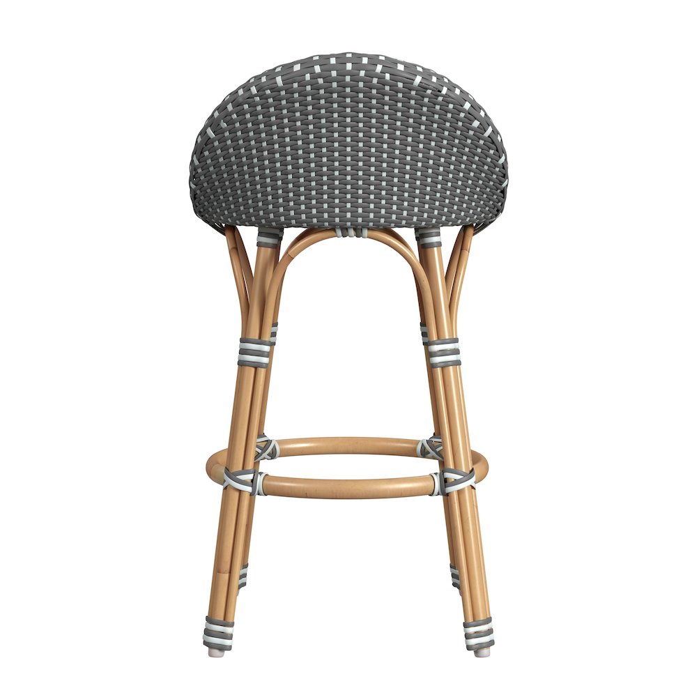 Tobias 24.5 in. Seat Height Outdoor Rattan and Metal Low Back Counter Stool