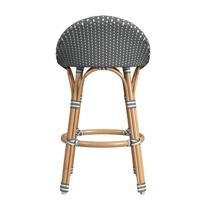 Tobias 24.5 in. Seat Height Outdoor Rattan and Metal Low Back Counter Stool