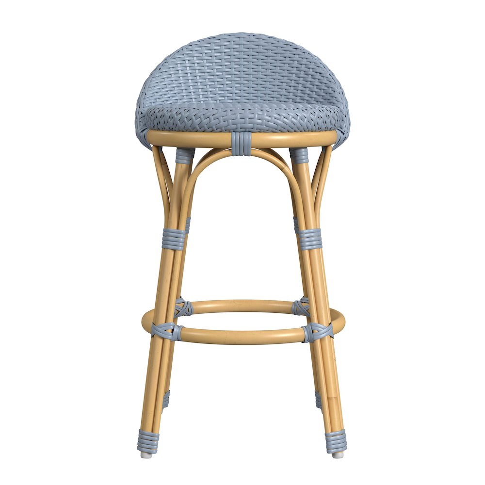 Tobias 24.5 in. Seat Height Outdoor Rattan and Metal Low Back Counter Stool
