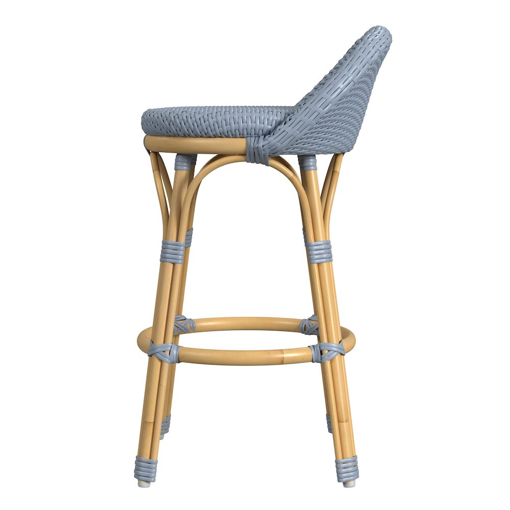 Tobias 24.5 in. Seat Height Outdoor Rattan and Metal Low Back Counter Stool