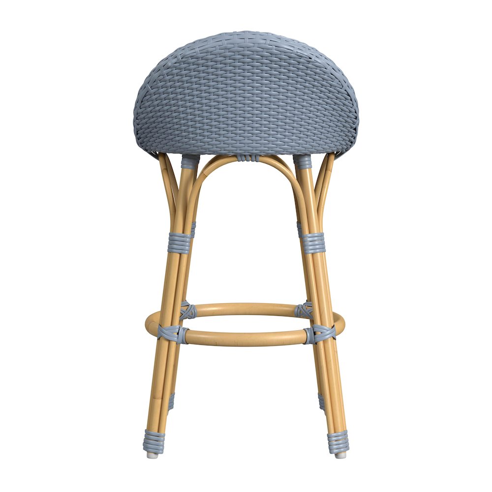 Tobias 24.5 in. Seat Height Outdoor Rattan and Metal Low Back Counter Stool