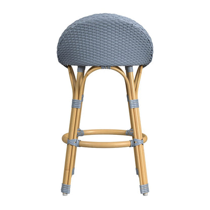 Tobias 24.5 in. Seat Height Outdoor Rattan and Metal Low Back Counter Stool