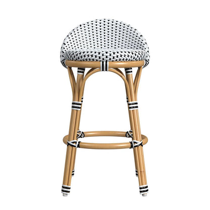 Tobias 24 in. Seat Height Outdoor Rattan and Metal Low Back Counter Stool