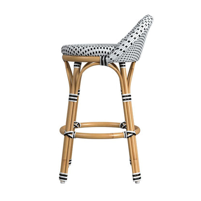 Tobias 24 in. Seat Height Outdoor Rattan and Metal Low Back Counter Stool