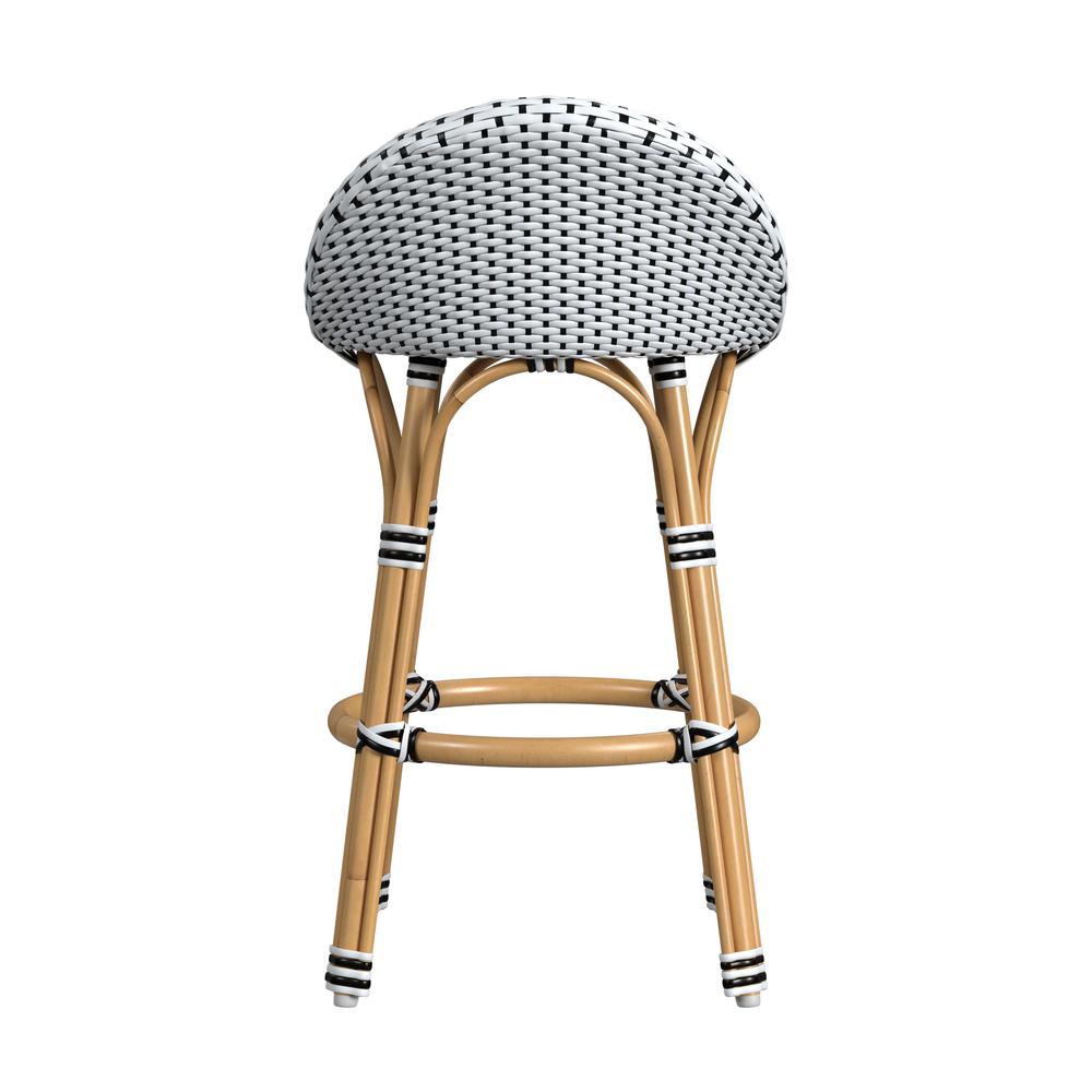 Tobias 24 in. Seat Height Outdoor Rattan and Metal Low Back Counter Stool