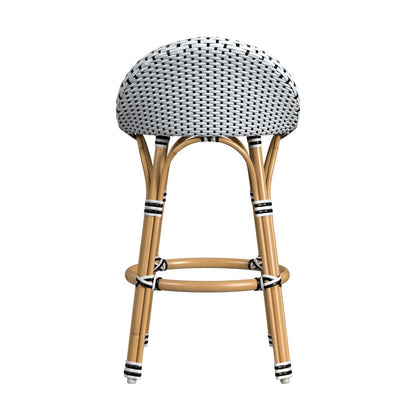 Tobias 24 in. Seat Height Outdoor Rattan and Metal Low Back Counter Stool