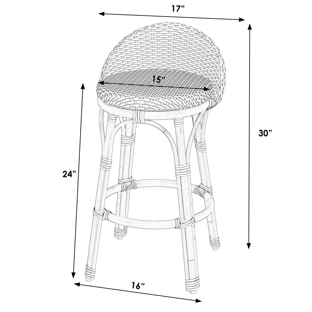Tobias 24 in. Seat Height Outdoor Rattan and Metal Low Back Counter Stool