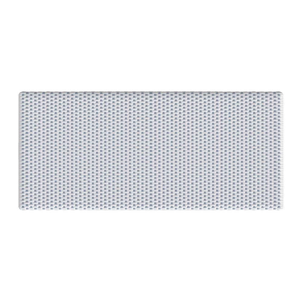 Tobias 40 in. W Outdoor Rectangular Rattan Dining Bench, White and Sky Blue Dot