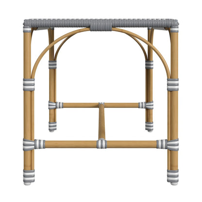 Tobias 40 in. W Outdoor Rectangular Rattan Dining Bench, Gray and White Dot